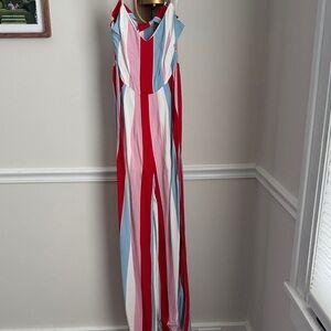 Striped Red and Blue Jumpsuit
